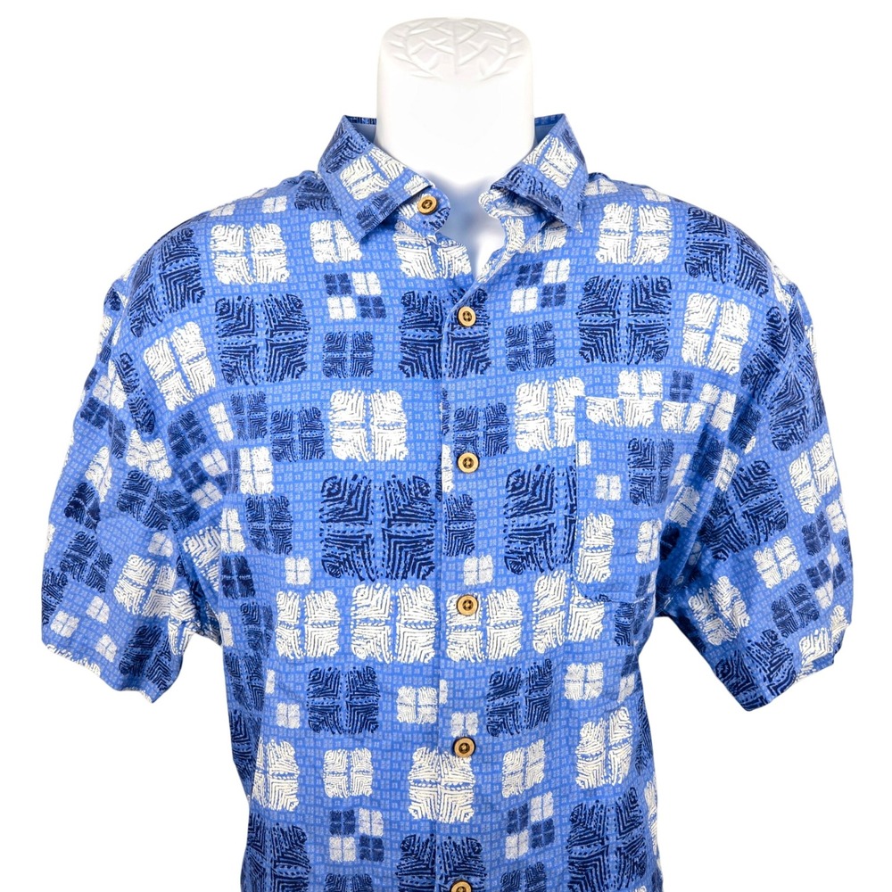 Nat Nast Silk Blend Button Up Shirt Short Sleeve Patterned Casual Mens‎ L